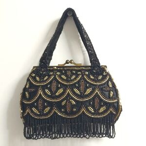 Vintage-Inspired Black and Gold Beaded Mini Clutch From LaRegale